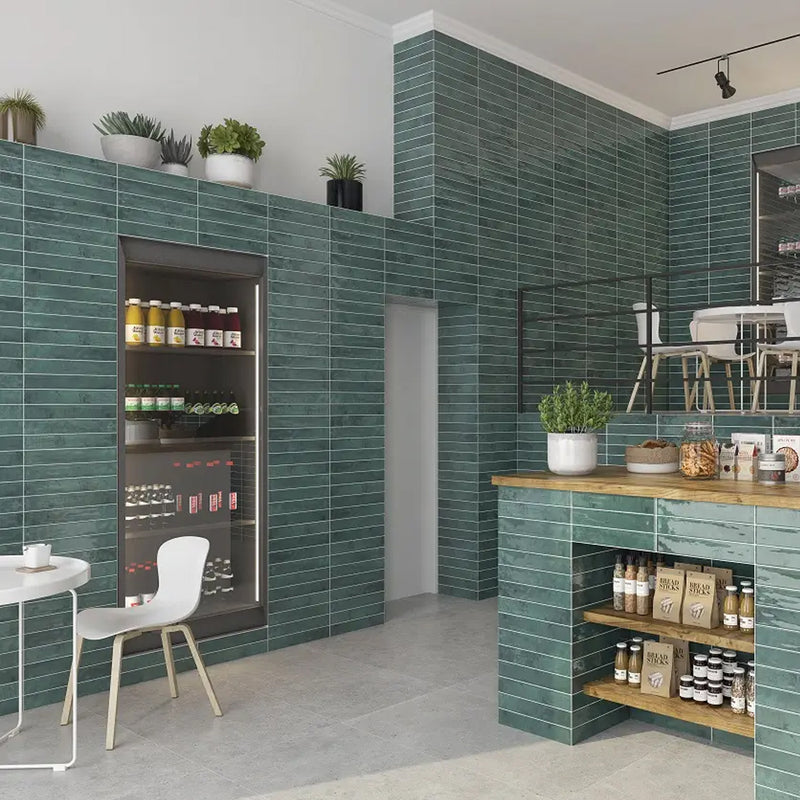 Zellige Emerald Green Wall Tile - Wall Mount - 2.5 x 16" Ceramic/Green