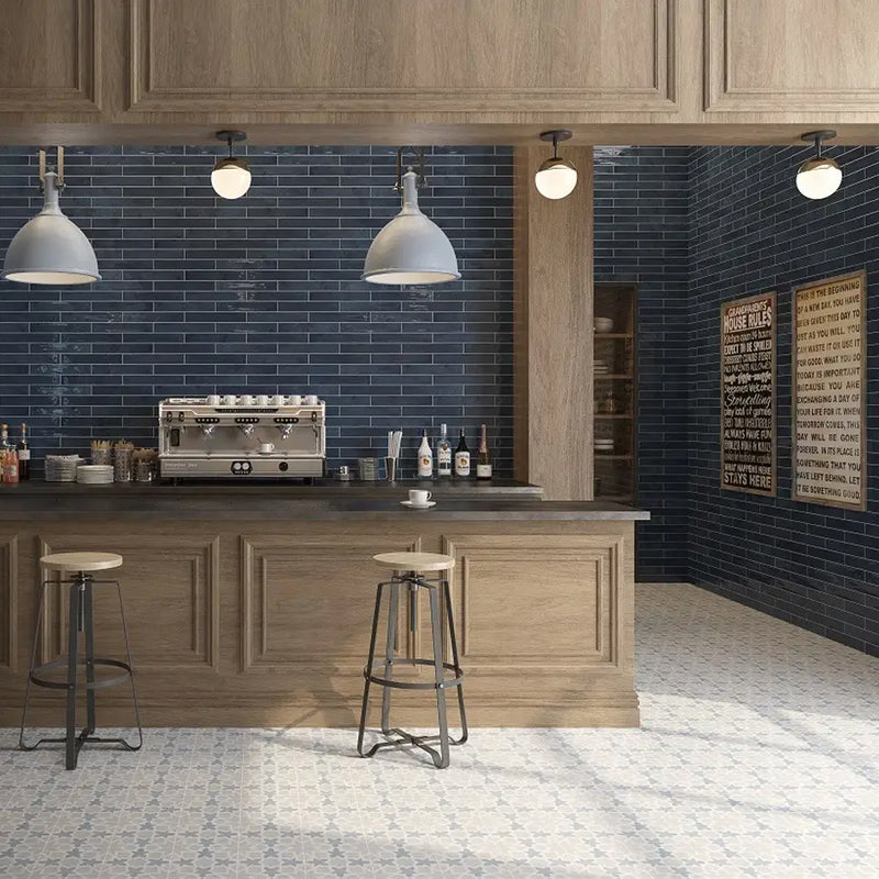 Zellige Deep Blue Wall Tile - Wall Mount - 2.5 x 16" Ceramic/Blue