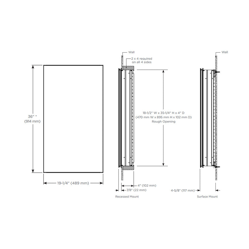 PL Portray Polished Edge and Magnification Mirror Medicine Cabinet - Wall Mount - 20W x 36H" Aluminum/Glass/Polished