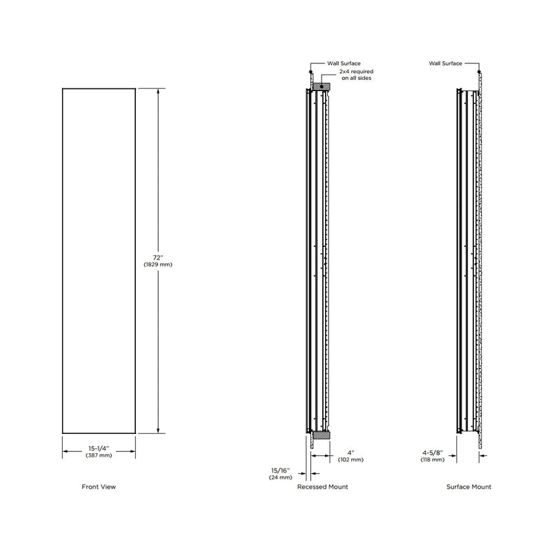 M Series Reserve Polished Edge Medicine Cabinet - Wall Mount - 16W x 72H" Aluminum/Glass/Glass - Last Unit Special Offer
