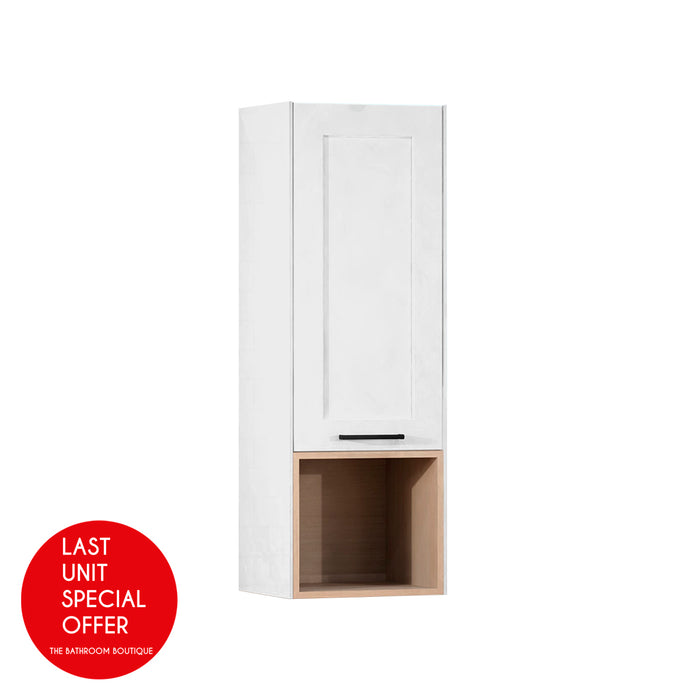 Credo 1 Door And 1 Open Shelf Column Auxiliary Vanity - Wall Mount - 16" Wood/Alpine White - Last Unit Special Offer