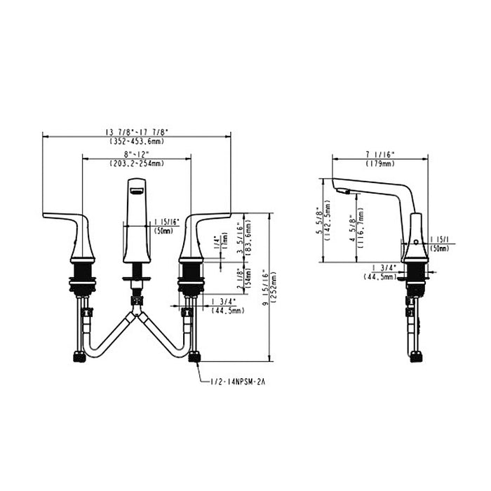 Elemental Twin Lever Bathroom Faucet - Widespread - 8" Brass/Matt Black