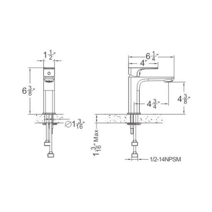 Elemental Bathroom Faucet - Single Hole - 7" Brass/Matt Black