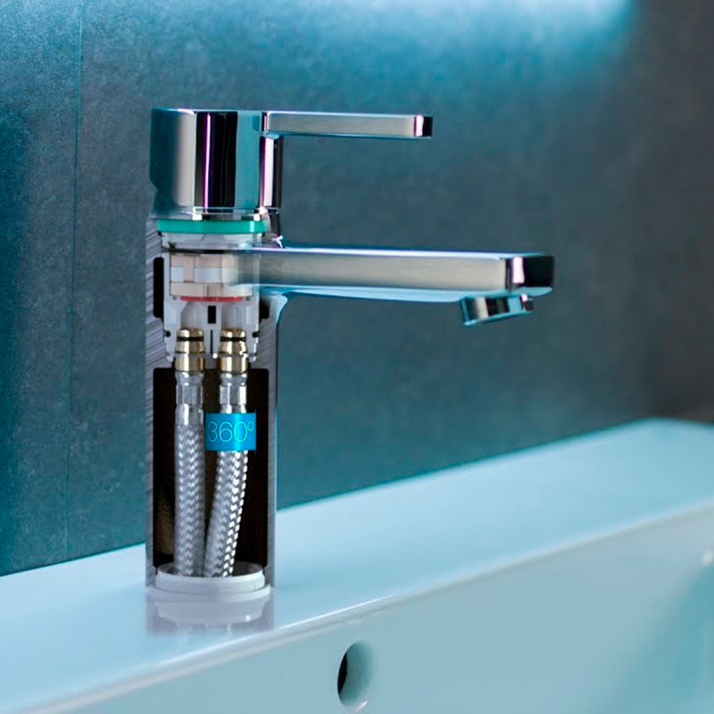 Naia Cold Start Bathroom Faucet - Single Hole - 7" Brass/Polished Chrome