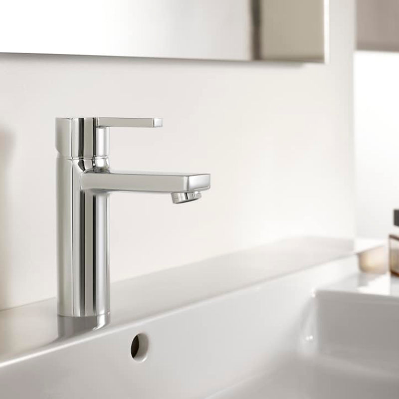 Naia Cold Start Bathroom Faucet - Single Hole - 7" Brass/Polished Chrome