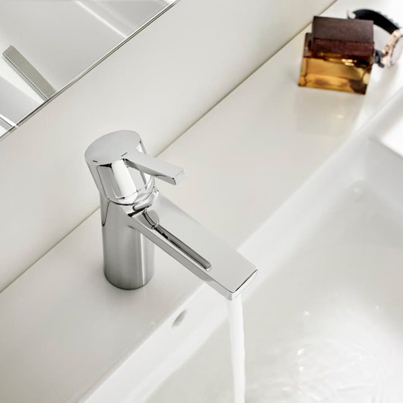 Naia Cold Start Bathroom Faucet - Single Hole - 7" Brass/Polished Chrome