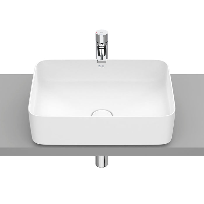 Inspira Square Bathroom Sink - Vessel - 20" Fineceramic/Matt White
