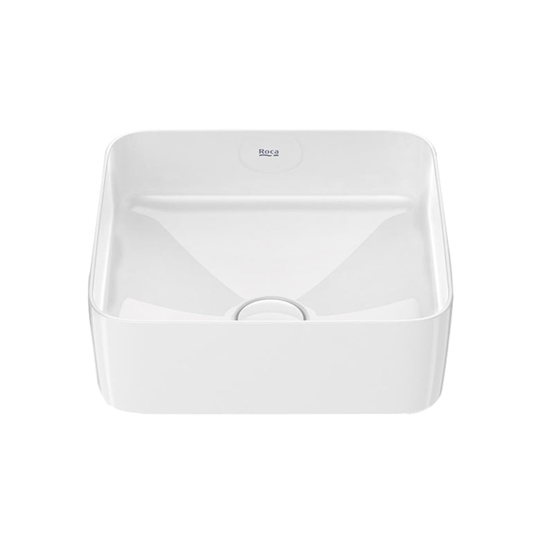 Inspira Square Bathroom Sink - Vessel - 15" Fineceramic/Glossy White