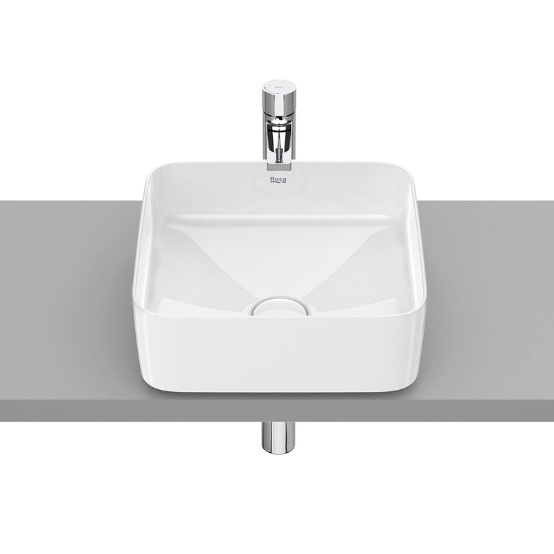 Inspira Square Bathroom Sink - Vessel - 15" Fineceramic/Glossy White