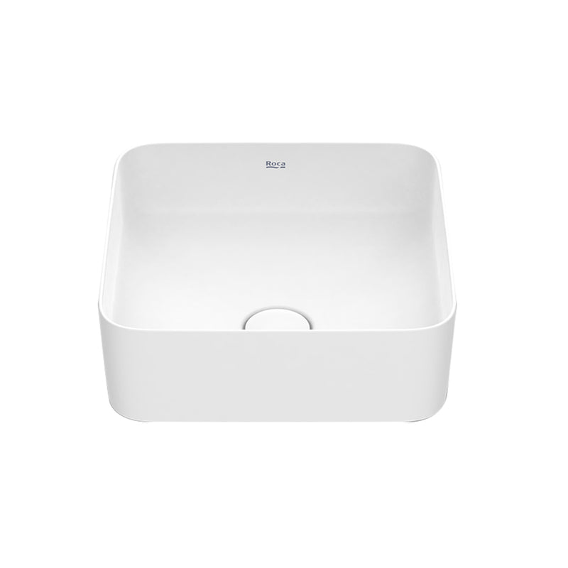 Inspira Square Bathroom Sink - Vessel - 15" Fineceramic/Matt White