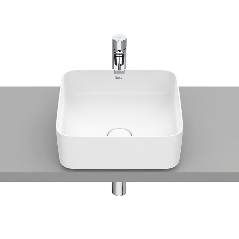 Inspira Square Bathroom Sink - Vessel - 15" Fineceramic/Matt White