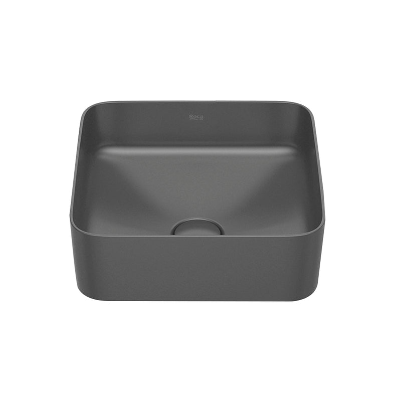 Inspira Square Bathroom Sink - Vessel - 15" Fineceramic/Matt Onyx