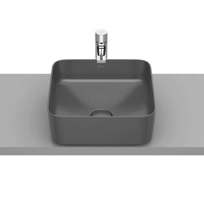 Inspira Square Bathroom Sink - Vessel - 15" Fineceramic/Matt Onyx