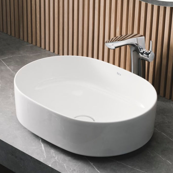 Inspira Round Bathroom Sink - Vessel - 20" Fineceramic/Glossy White