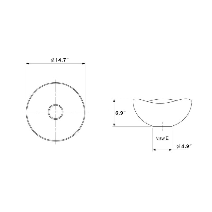 Ohtake Bathroom Sink - Vessel - 15" Ceramic/Matt White