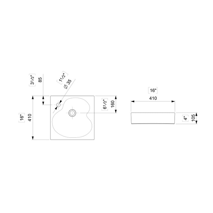 Ohtake Bathroom Sink - Vessel - 17" Ceramic/White