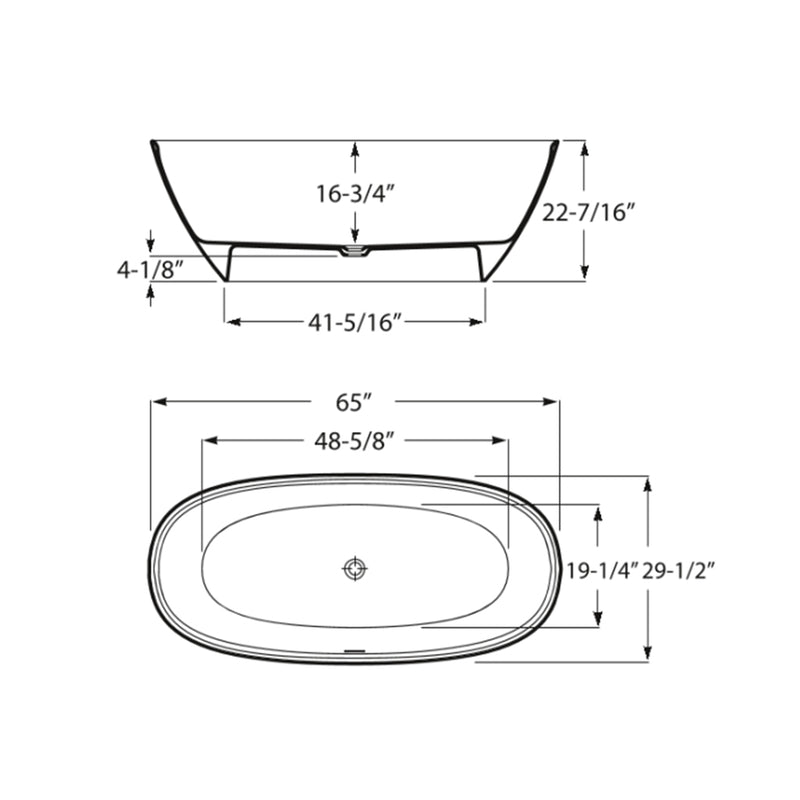 Ariane Oval Bathtub - Free Standing - 65" Stonex/White