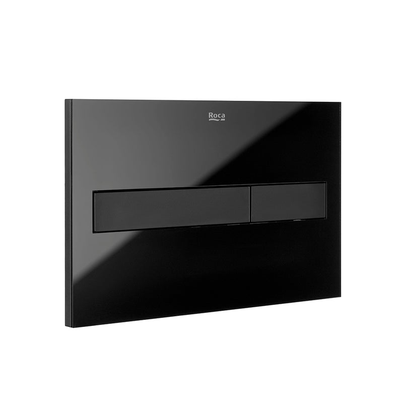 In-Wall PL7 Dual Toilet Flush Plate - Wall Mount - 10" Glass/Glossy Black