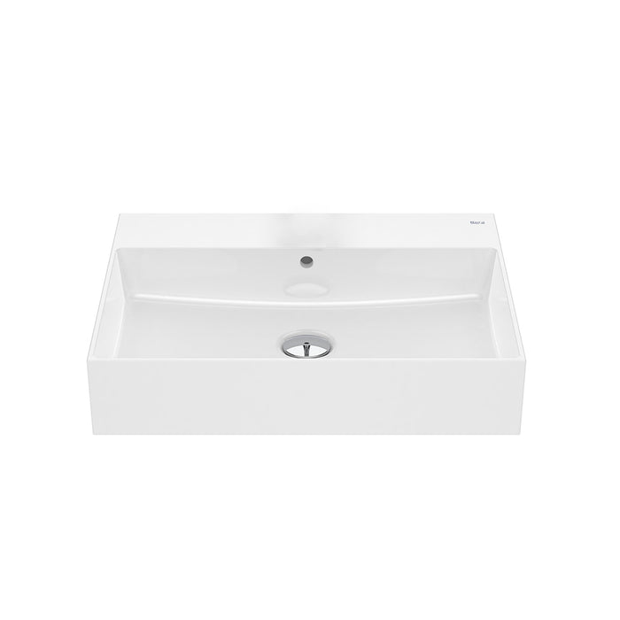 Inspira Square Single Bowl Integrated Vanity Sink - Wall Or Drop-In Mount - 24" Fineceramic/Glossy White