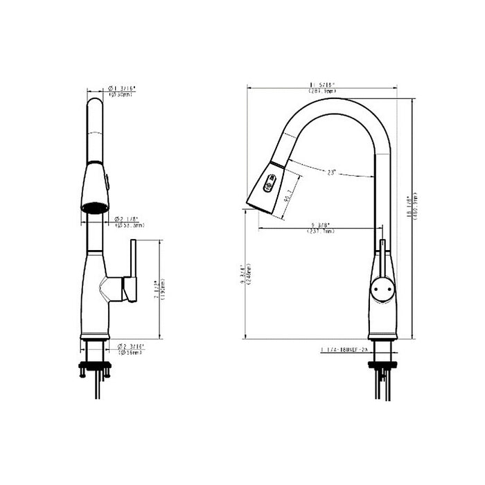 Bliss Pull Out Kitchen Faucet - Single Hole - 19" Brass/Matt Black