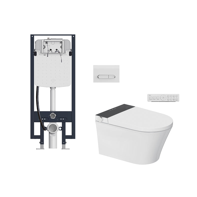 In-Wash Omi Complete Smart Toilets with Omi Dual Flush Plate - Wall Mount - 15" Vitreous China/Glossy White