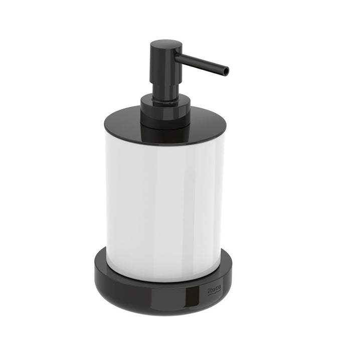 Tempo Soap Dispenser - Over Mount - 7" Brass/Glass/Titanium Black