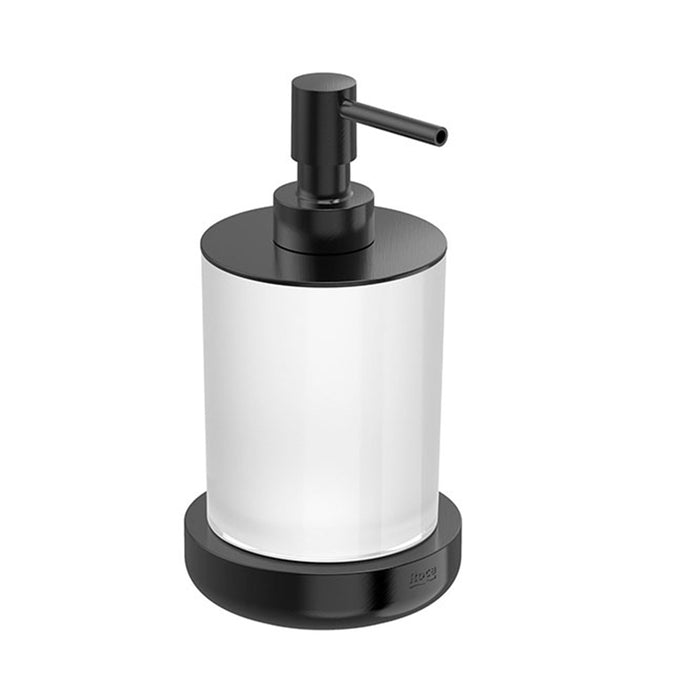 Tempo Soap Dispenser - Over Mount - 7" Brass/Glass/Brushed Titanium Black