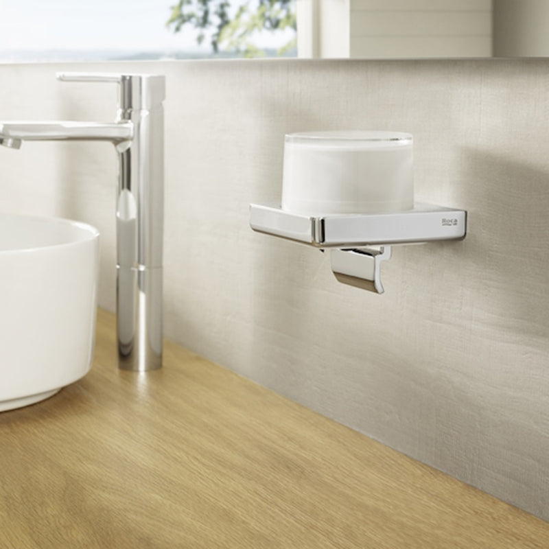 Tempo Soap Dispenser - Wall Mount - 5" Brass/Glass/Polished Chrome