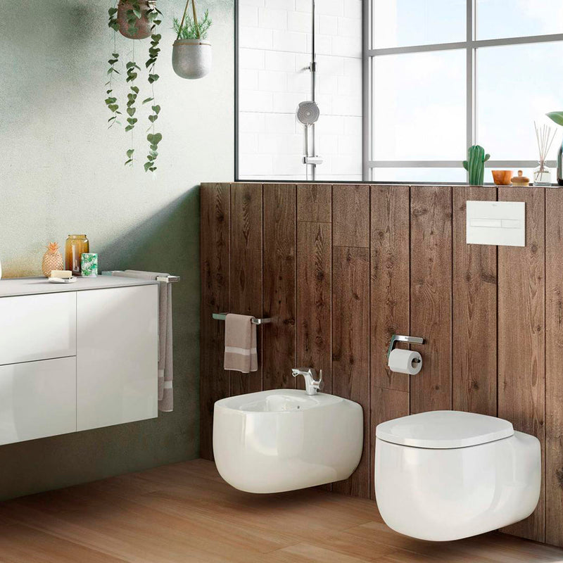 Beyond Rimless Complete Toilet with In-Wall PL7 Dual Flush Plate  - Wall Mount - 15" Vitreous China/Matt White
