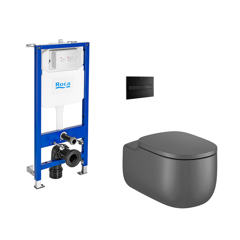 Beyond Rimless Complete Toilet with In-Wall PL7 Dual Flush Plate - Wall Mount - 15" Vitreous China/Onyx