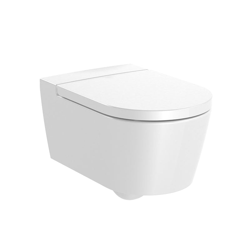 Inspira Round Complete Rimless Toilet with In-Wall PL2 Dual Flush Plate - Wall Mount - 15" Porcelain/Glossy White