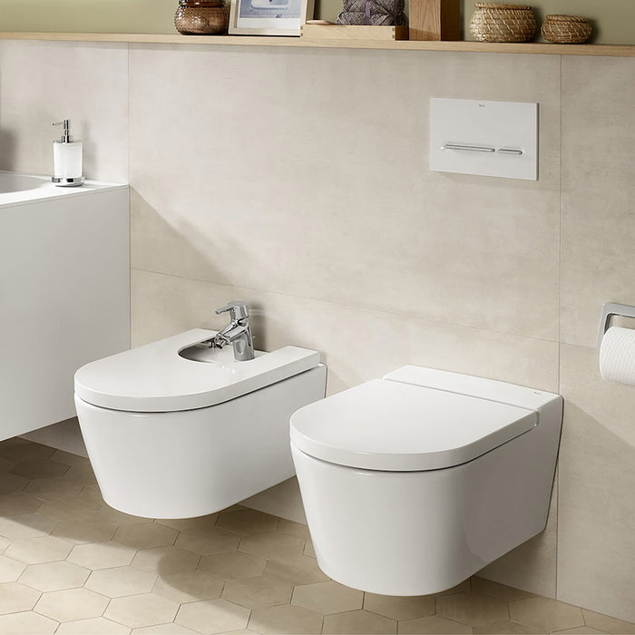 Inspira Round Complete Rimless Toilet - Wall Mount - 15" Porcelain/Glossy White