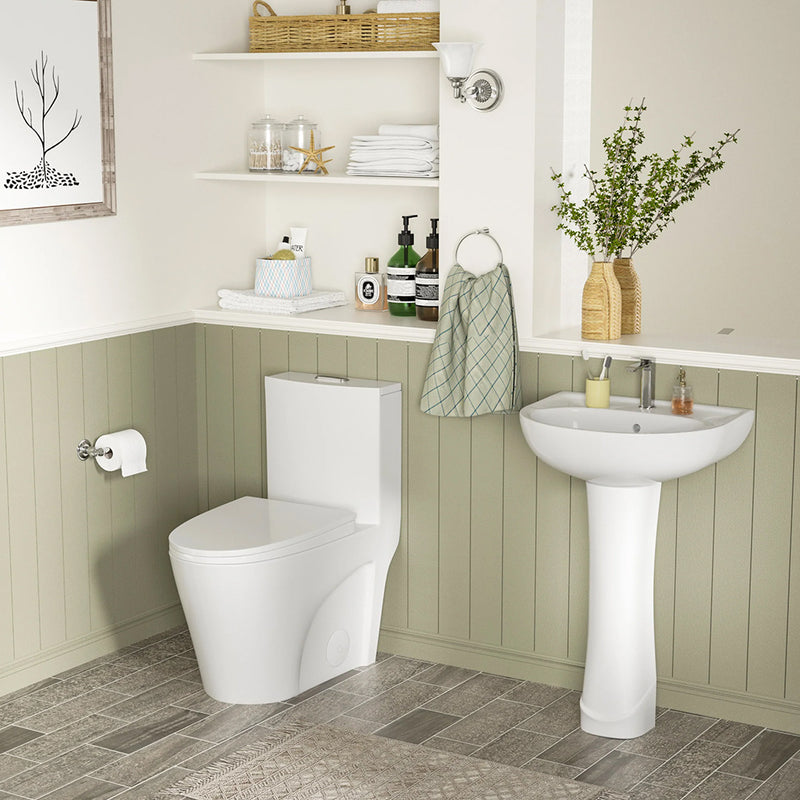 Form Complete Dual Flush One Piece Toilet - Floor Mount - 15" Porcelain/Glossy White