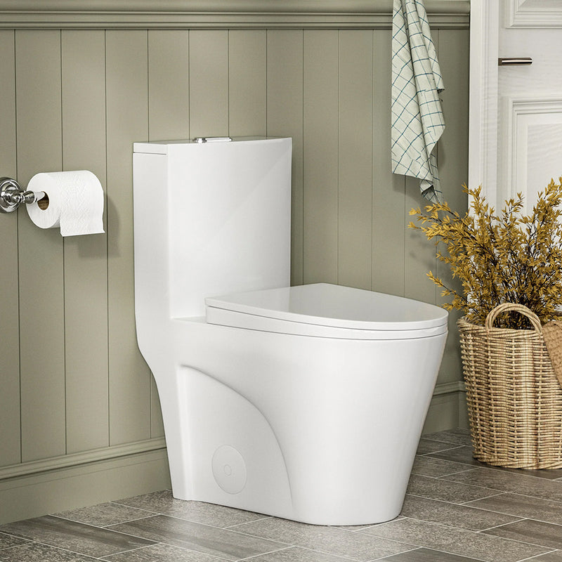 Form Complete Dual Flush One Piece Toilet - Floor Mount - 15" Porcelain/Glossy White