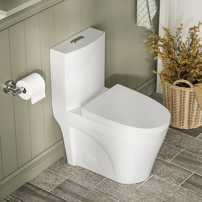 Form Complete Dual Flush One Piece Toilet - Floor Mount - 15" Porcelain/Glossy White