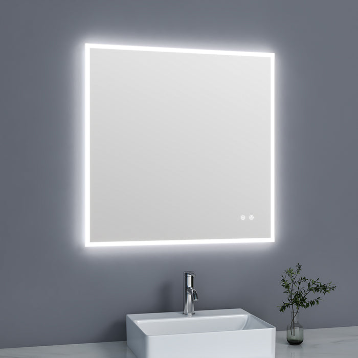 Lumini Anti-Fog Frameless Led Touch Vanity Mirror - Wall Mount - 32 x 32" Glass/Glass