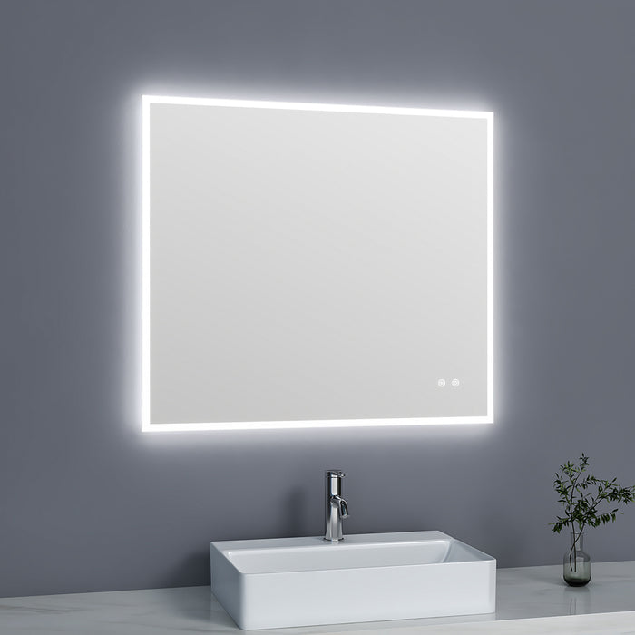 Lumini Anti-Fog Frameless Led Touch Vanity Mirror - Wall Mount - 36 x 32" Glass/Glass
