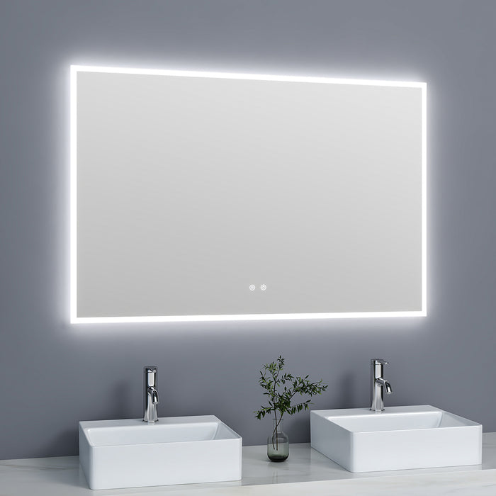 Lumini Anti-Fog Frameless Led Touch Vanity Mirror - Wall Mount - 48 x 32" Glass/Glass
