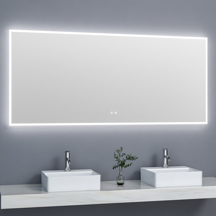Lumini Anti-Fog Frameless Led Touch Vanity Mirror - Wall Mount - 72 x 32" Glass/Glass