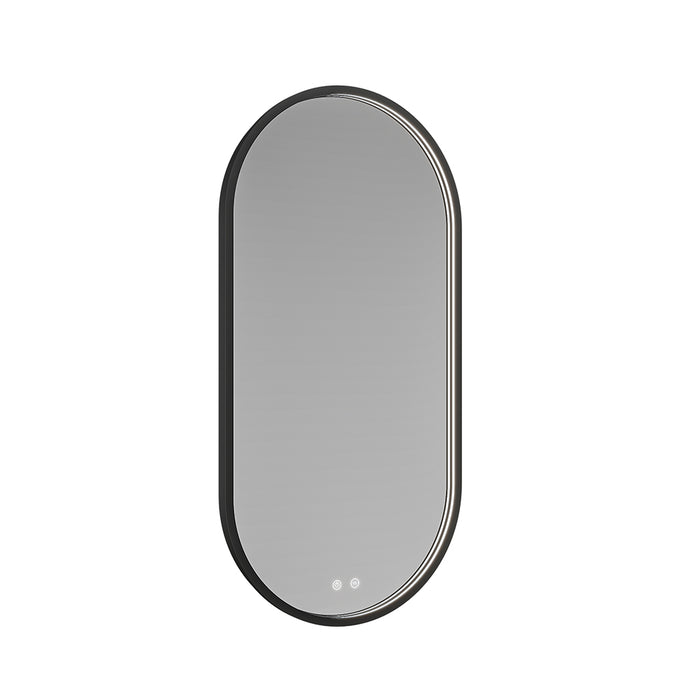 Luna Frame Led Touch Oval Vanity Mirror - Wall Mount - 20" Glass/Matt Black