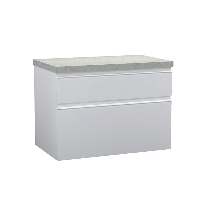 Aurora 2 Drawers Bathroom Vanity with Wood Countertop - Wall Mount - 32" Mdf/Alpine White