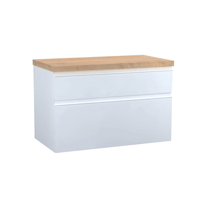 Aurora 2 Drawers Bathroom Vanity with Wood Countertop - Wall Mount - 36" Mdf/Alpine White