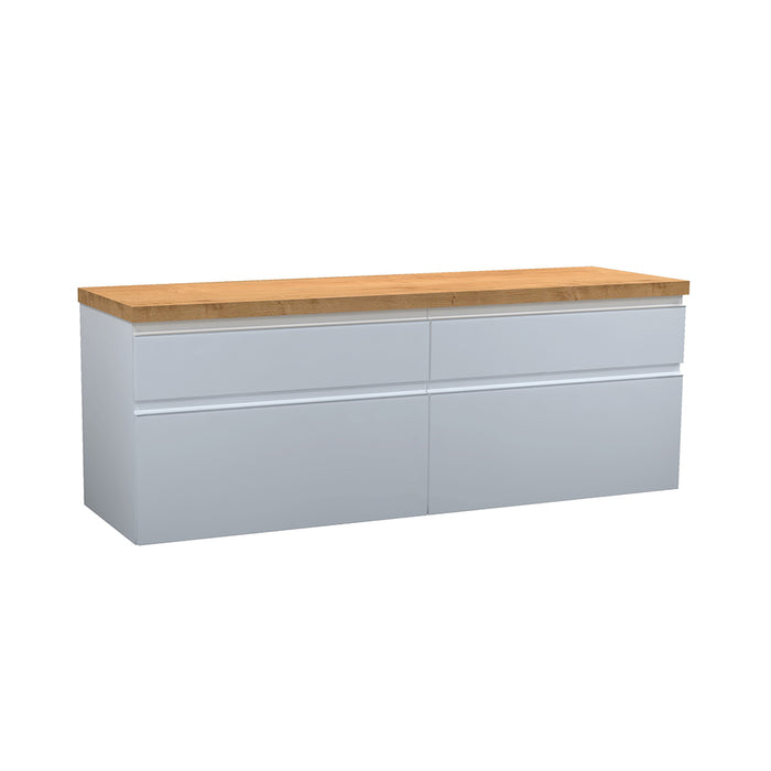 Aurora 4 Drawers Bathroom Vanity with Wood Countertop - Wall Mount - 64" Mdf/Alpine White