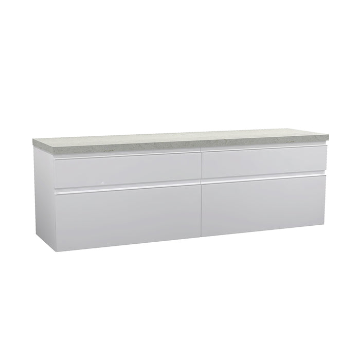 Aurora 4 Drawers Bathroom Vanity with Wood Countertop - Wall Mount - 72" Mdf/Alpine White