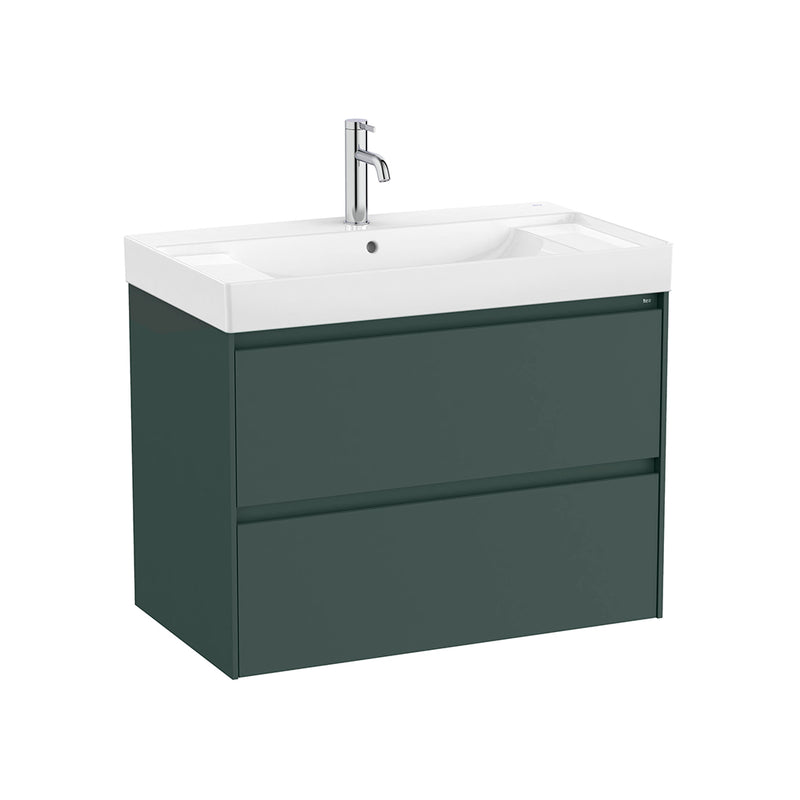 Ona 2 Drawers Bathroom Vanity with Ceramic Sink - Wall Mount - 32" Mdf/Matt Green
