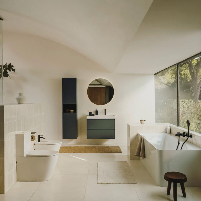 Ona 2 Drawers Bathroom Vanity with Ceramic Sink - Wall Mount - 32" Mdf/Matt Green