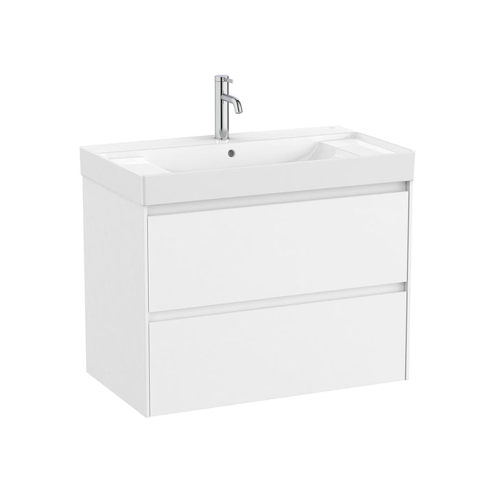 Ona 2 Drawers Bathroom Vanity with Ceramic Sink - Wall Mount - 32" Mdf/Matt White
