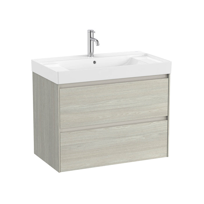 Ona 2 Drawers Bathroom Vanity with Ceramic Sink - Wall Mount - 32" Mdf/White Oak