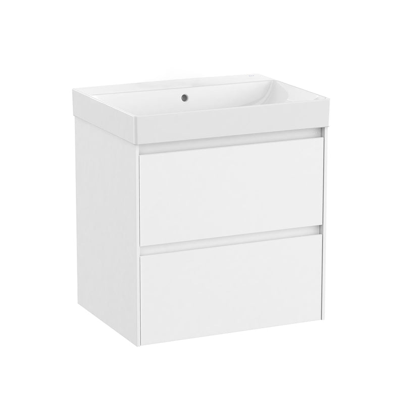 Ona 2 Drawers Bathroom Vanity with Ceramic Sink - Wall Mount - 24" Mdf/Matt White