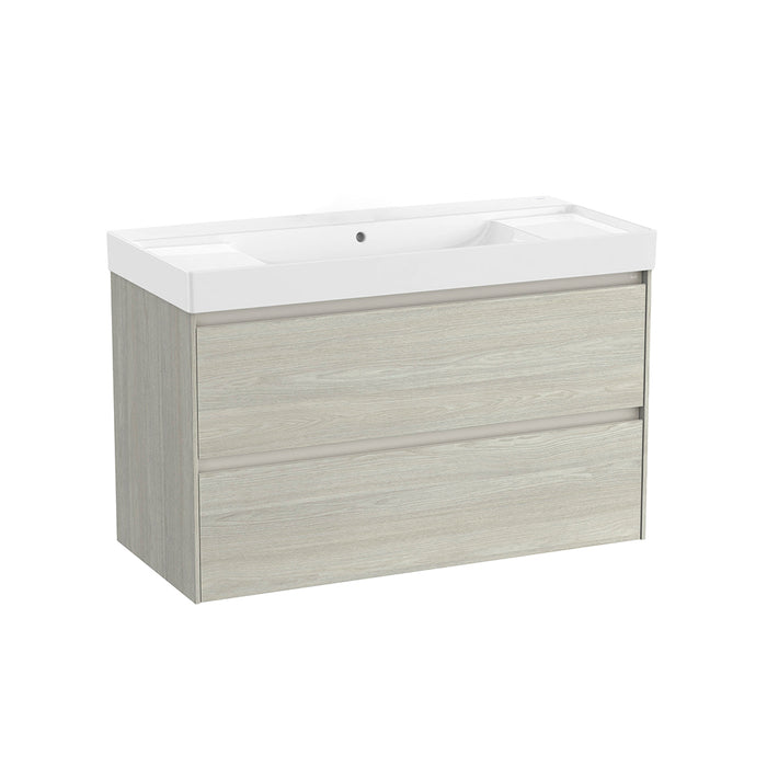 Ona 2 Drawers Bathroom Vanity with Ceramic Sink - Wall Mount - 40" Mdf/Light Oak